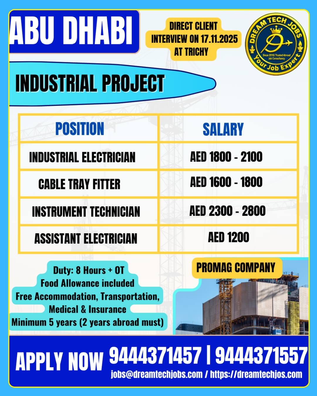 Abu Dhabi Industrial Project Jobs – Direct Client Interview on 17.11.2025