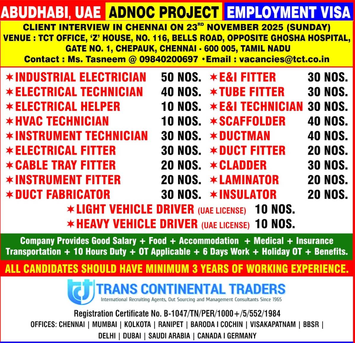 ADNOC Project Jobs 2025 – Chennai Interview
