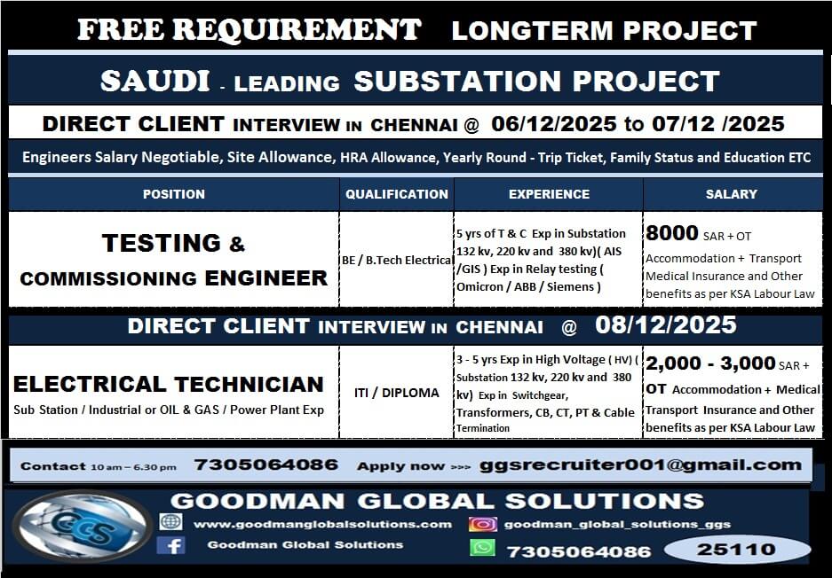 Saudi Substation Project – Free Requirement (Long-Term Project)