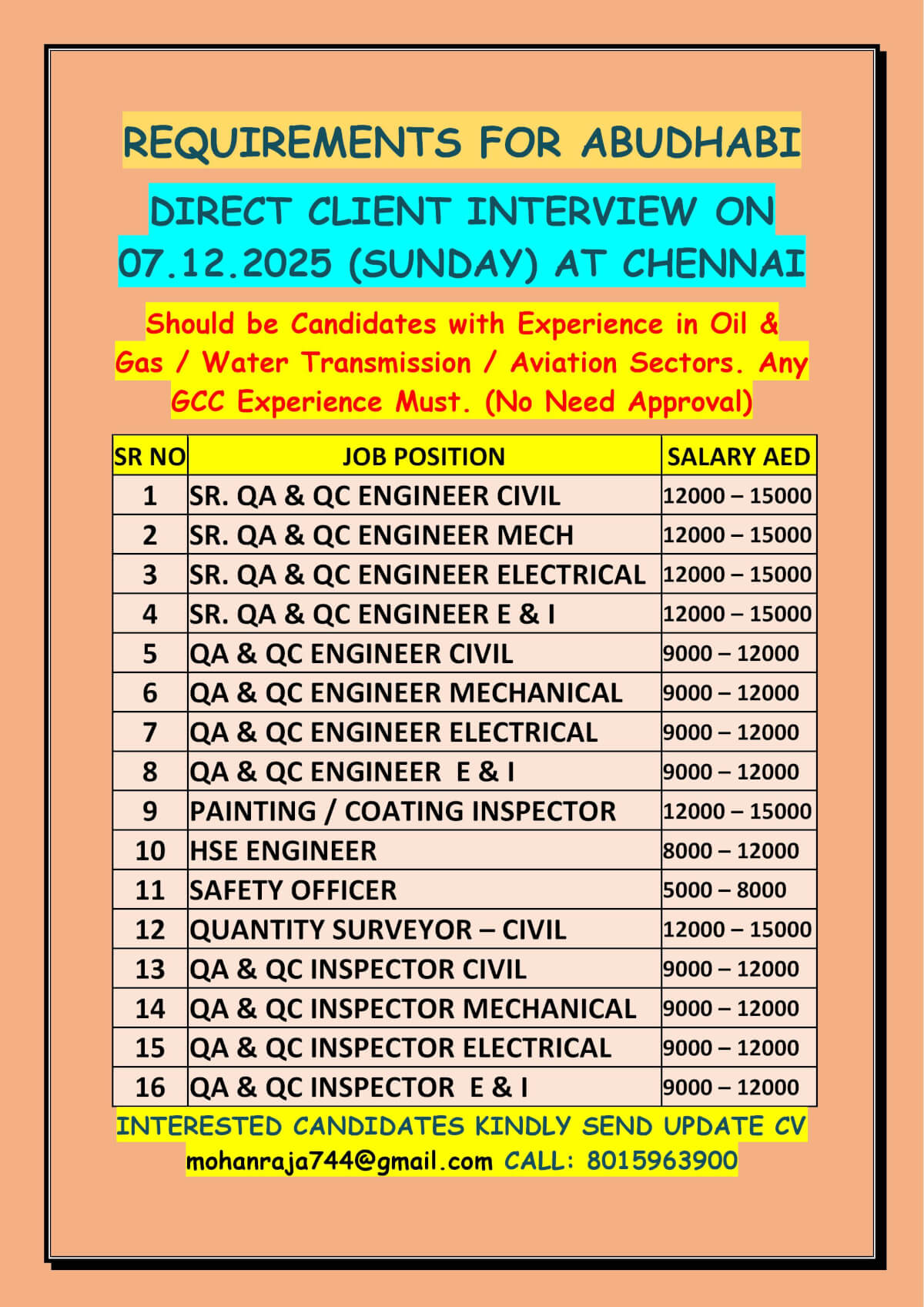 Abu Dhabi Jobs – Direct Client Interview