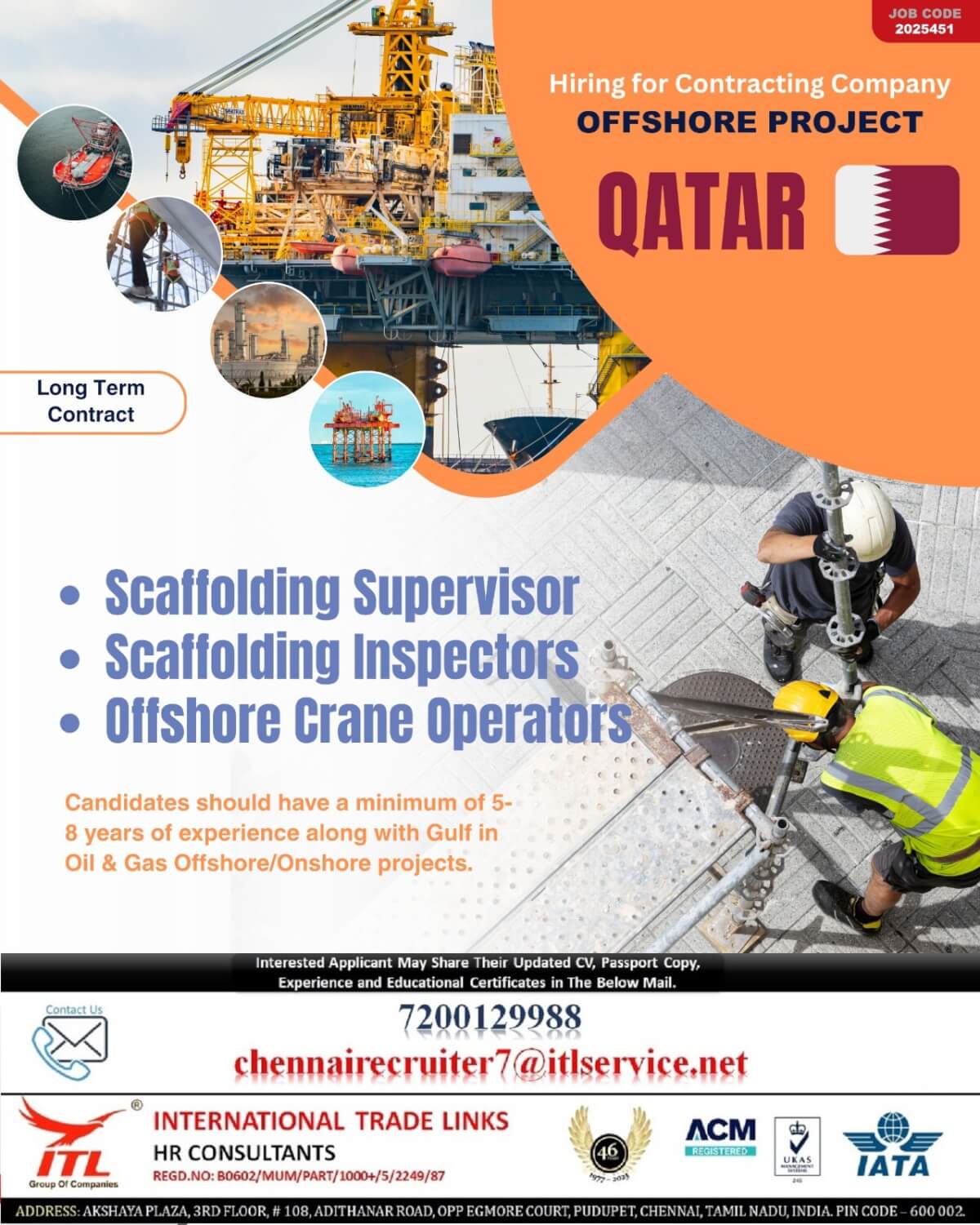 Offshore Project Qatar Job Vacancy 2025 | Scaffolding & Crane Operator Jobs