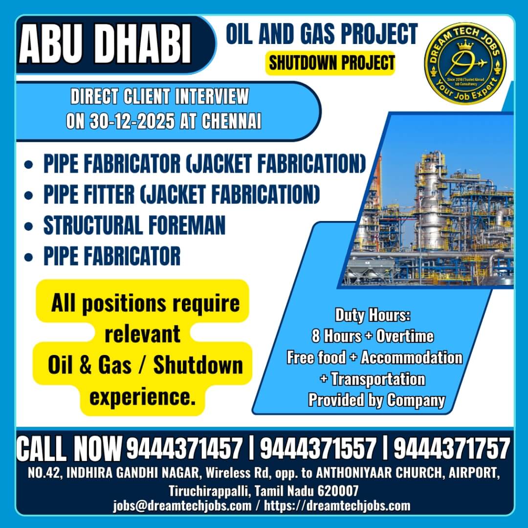 Abu Dhabi Oil and Gas Shutdown Project Jobs 2025
