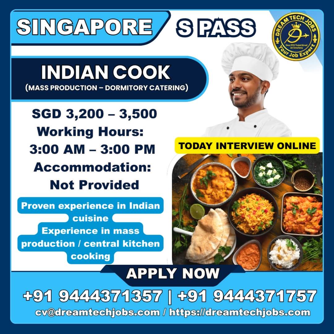 Singapore Indian Cook Jobs 2025 