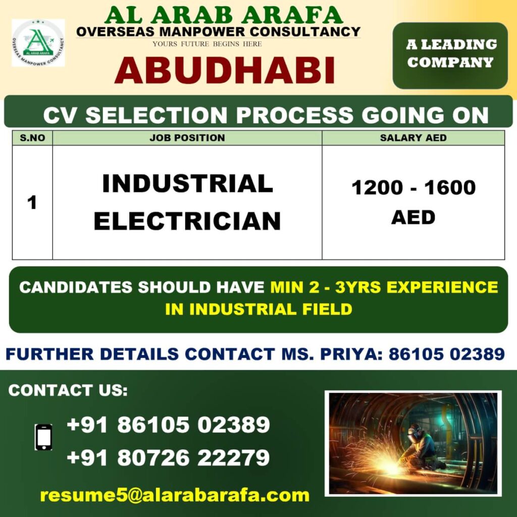 Abu Dhabi Industrial Electrician Jobs 2025