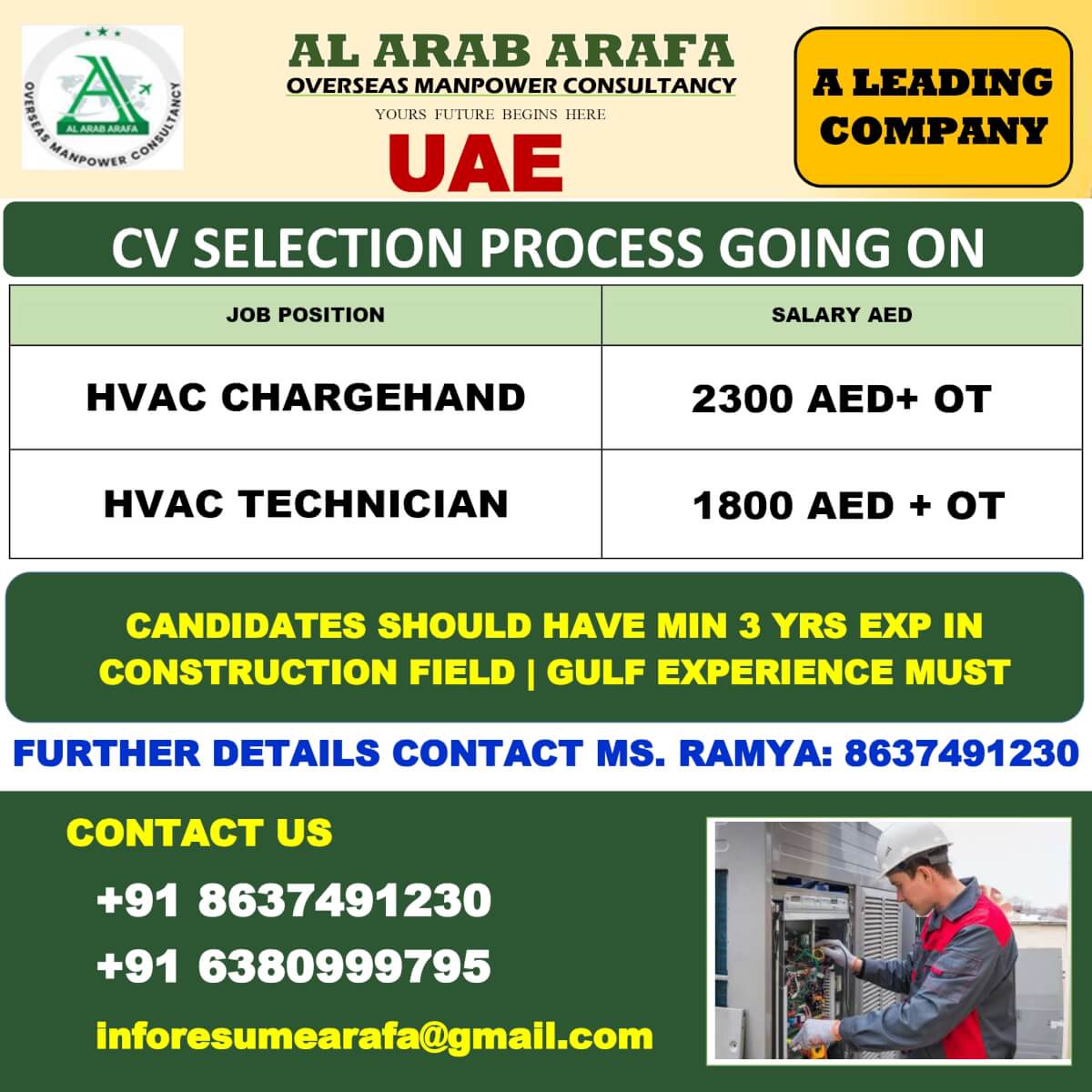 HVAC Technician Jobs in UAE – Latest Recruitment 2025