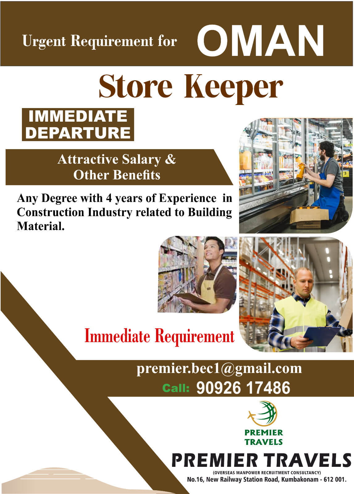 Oman Store Keeper Job Vacancy 2025