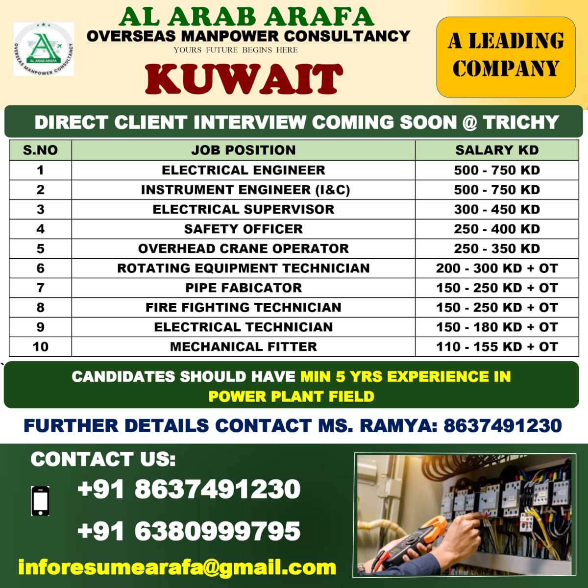 Kuwait Power Plant Jobs 2025 – Latest Overseas Recruitment