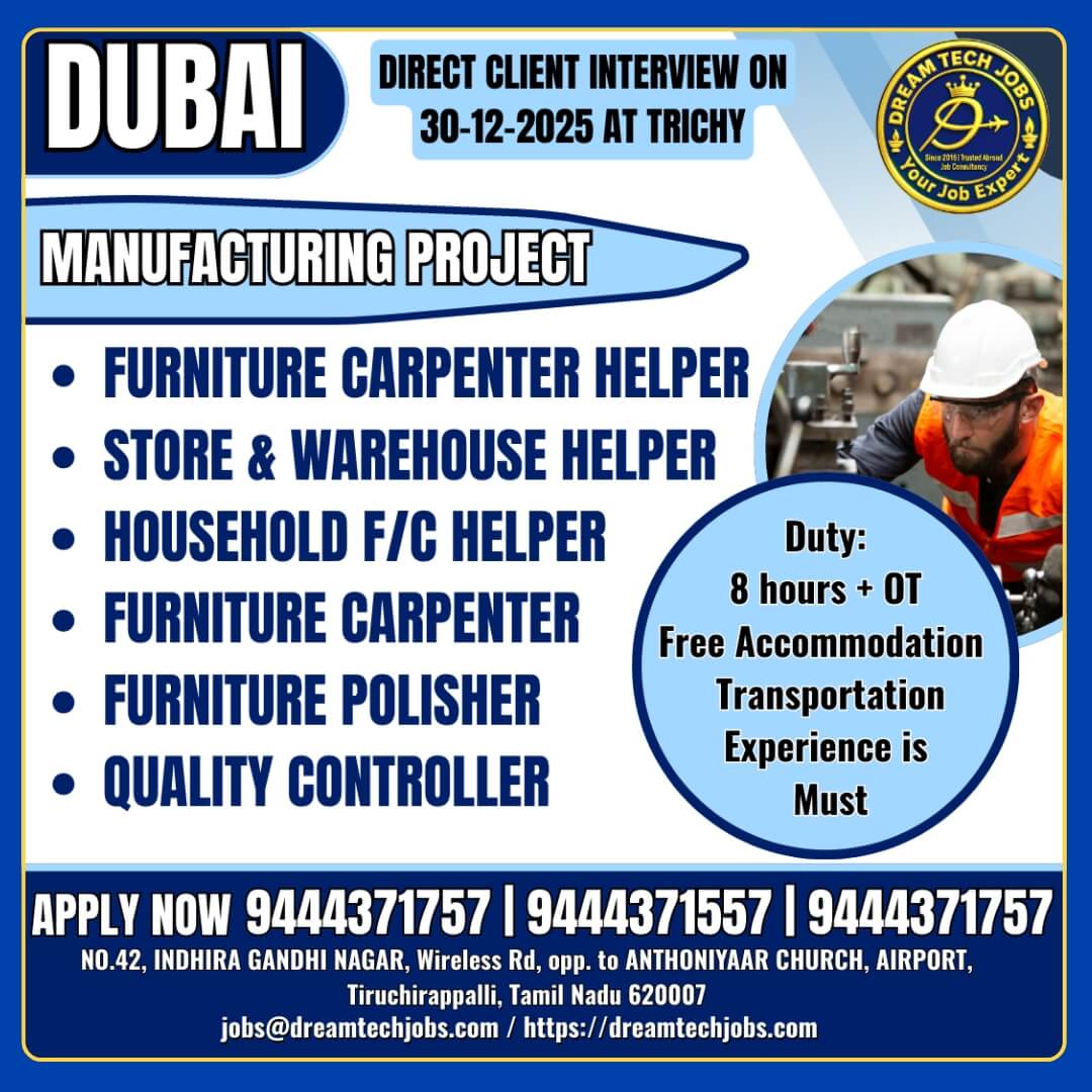 Dubai Manufacturing Project Jobs 2025
