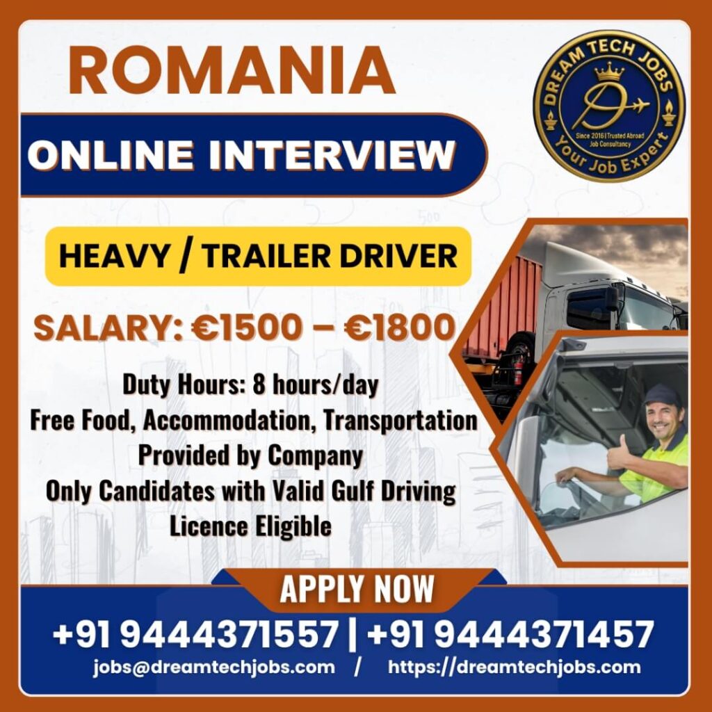Romania Heavy Trailer Driver Jobs 2025 – Latest Overseas Opportunity 1 Romania Heavy Trailer Driver Jobs 2025 – Latest Overseas Opportunity