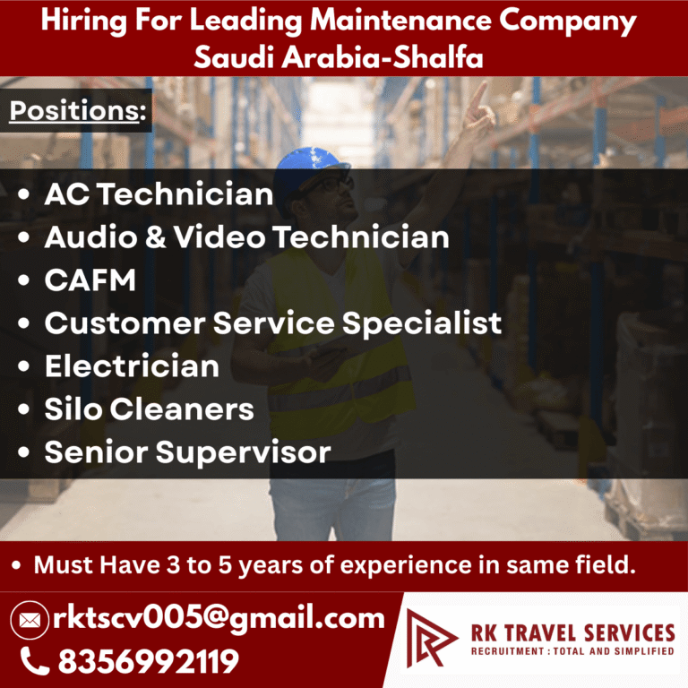 Saudi Arabia Maintenance Jobs 2025 – Latest Vacancy Update