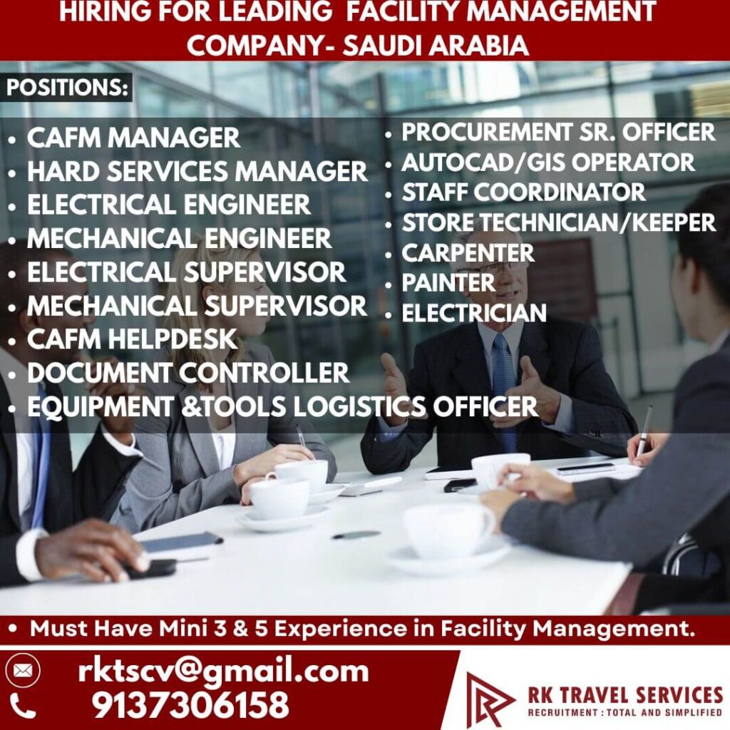 Saudi Arabia Facility Management Jobs 2025 – Latest Vacancies