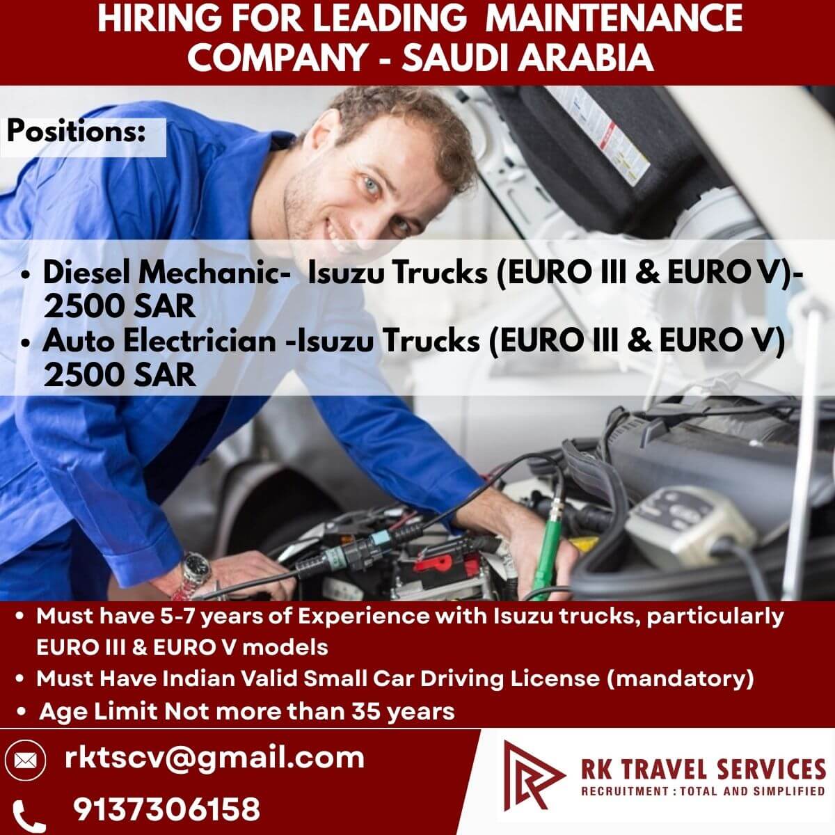 Saudi Arabia Isuzu Truck Jobs 2025 – Latest Maintenance Company Recruitment