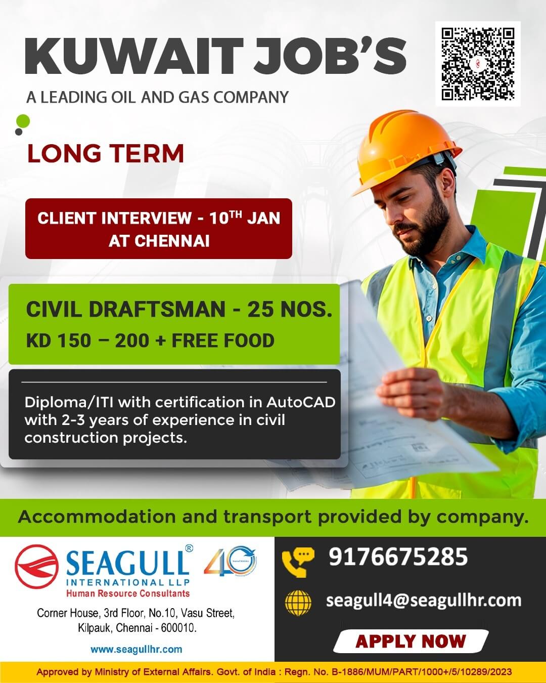 Kuwait Civil Draftsman Jobs 2026 – Latest Gulf Opportunity