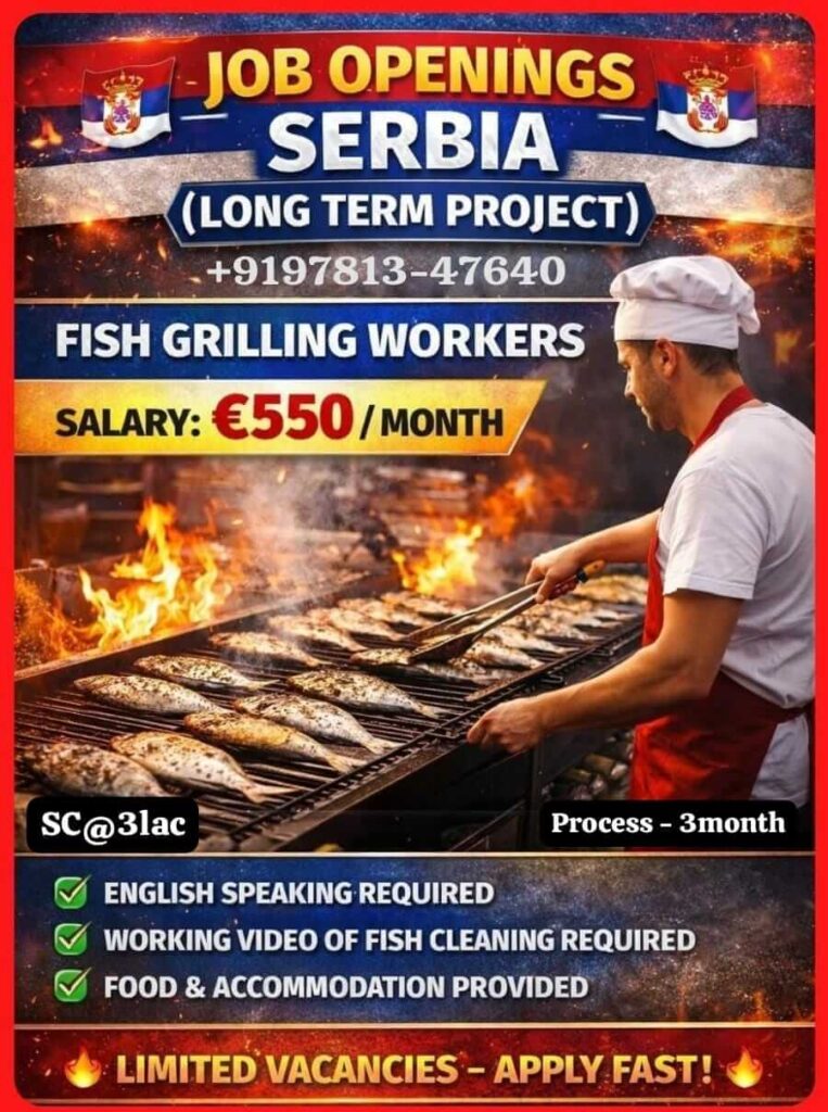 Serbia Fish Grilling Workers Jobs 2026 1 Serbia Fish Grilling Workers Jobs 2026