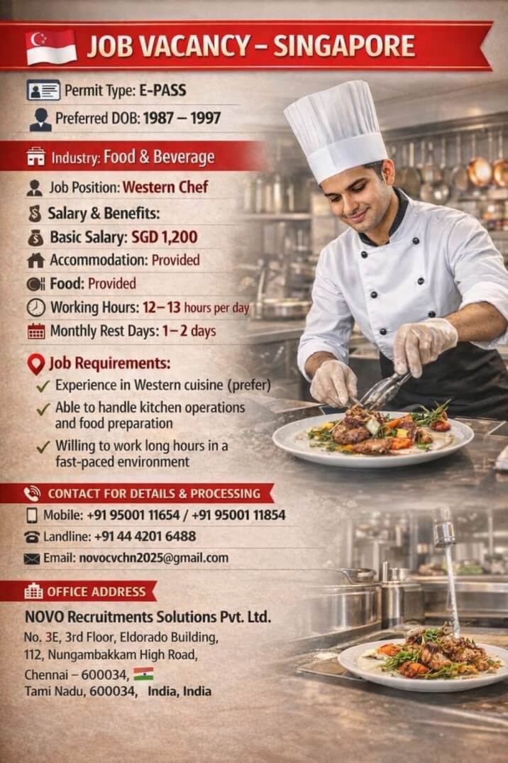 Singapore Western Chef Jobs 2026