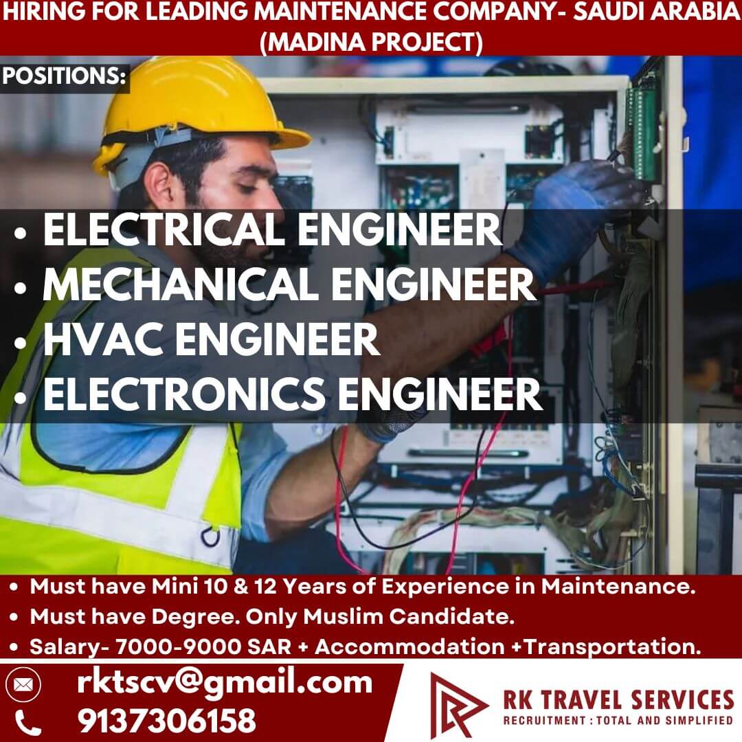 Saudi Arabia Maintenance Engineer Jobs 2026