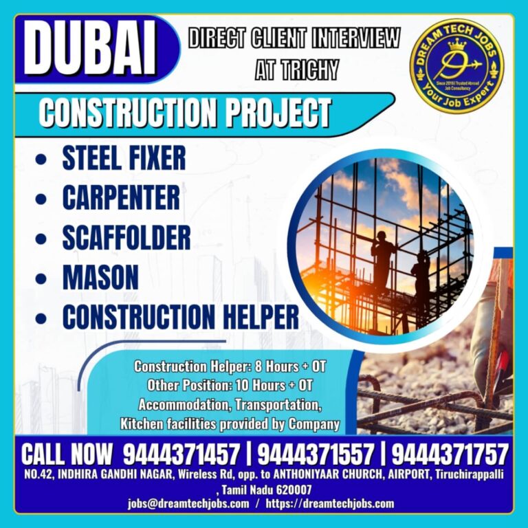 Dubai Construction Project Jobs 2026