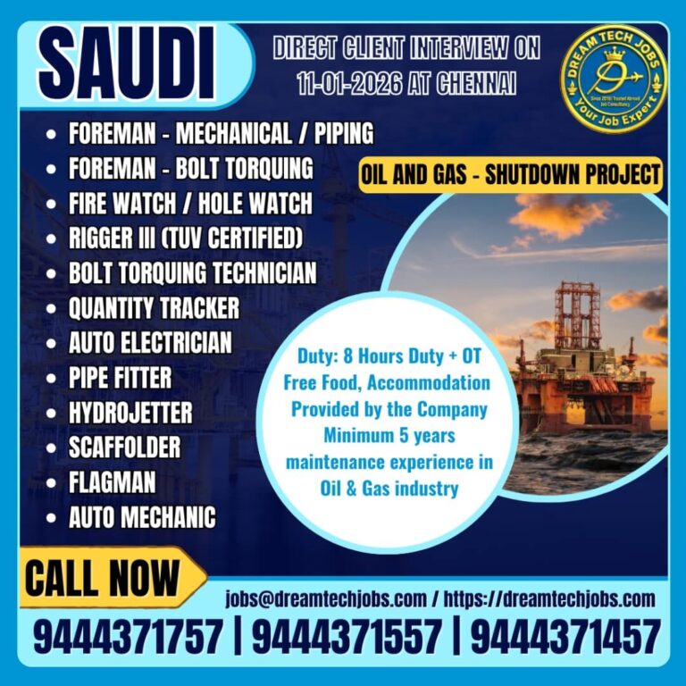 Saudi Arabia Oil & Gas Shutdown Jobs 2026