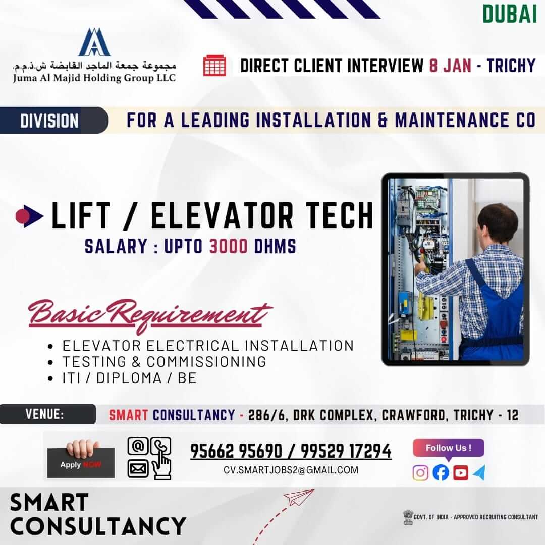 Dubai Lift / Elevator Technician Jobs 2026