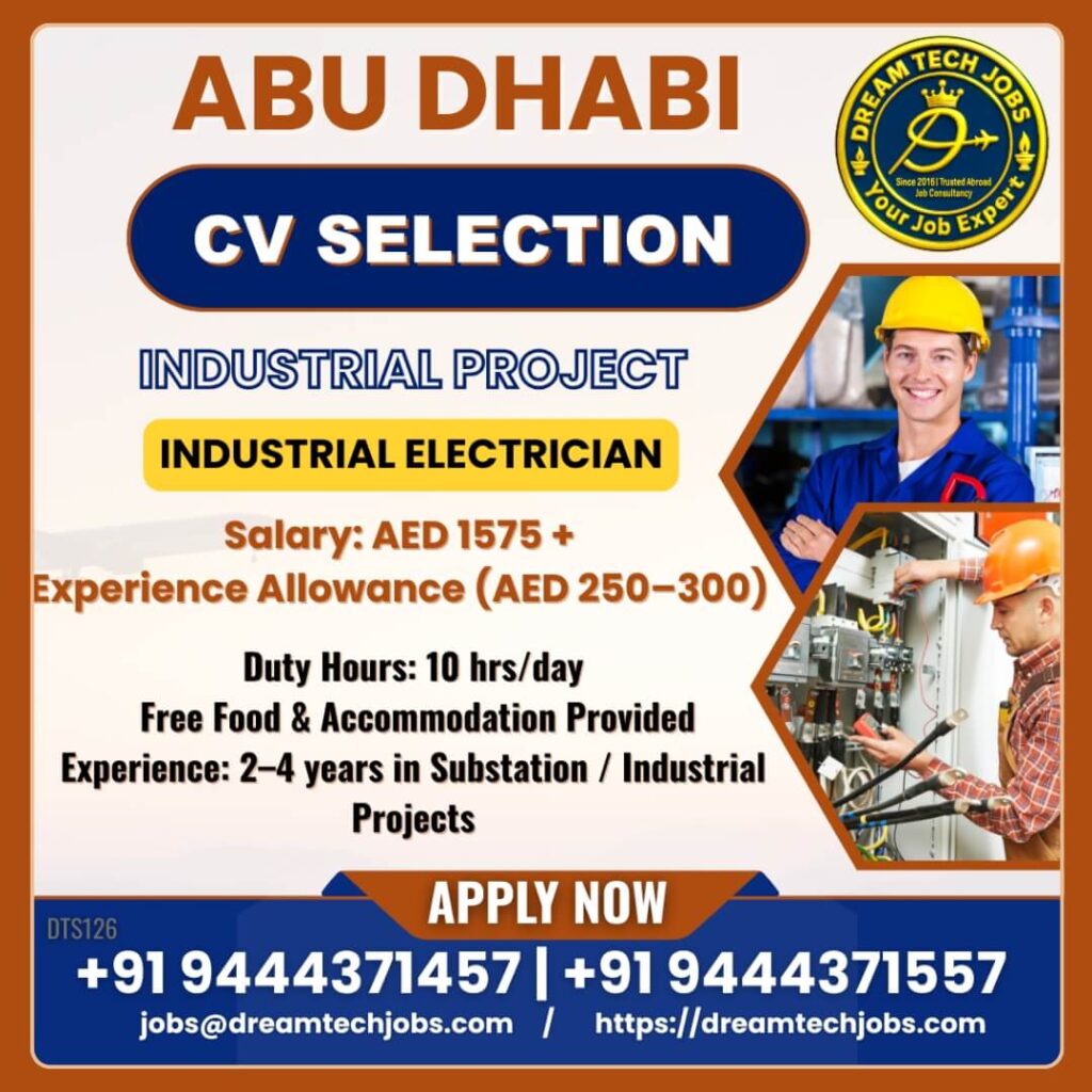 Industrial Electrician Jobs in Abu Dhabi 2026