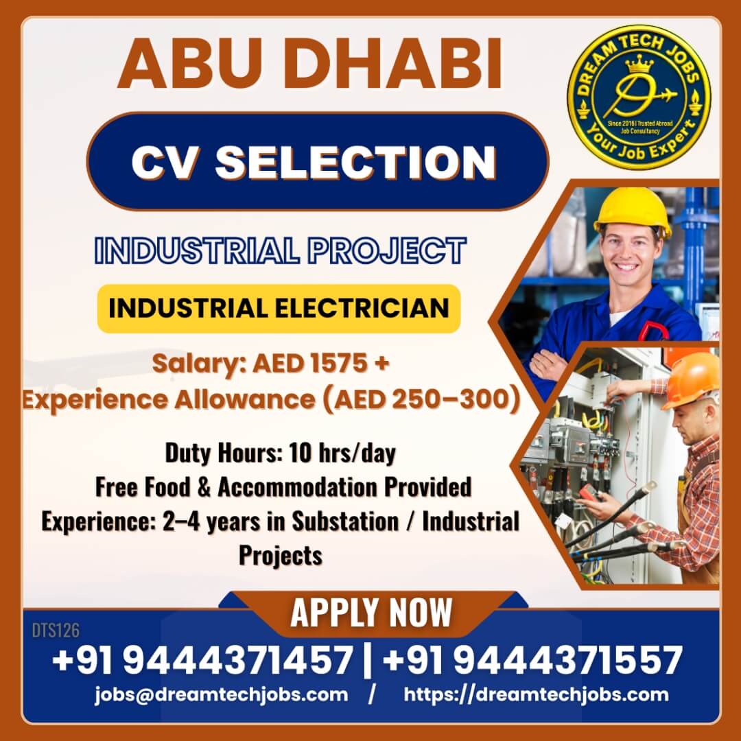 Industrial Electrician Jobs in Abu Dhabi 2026