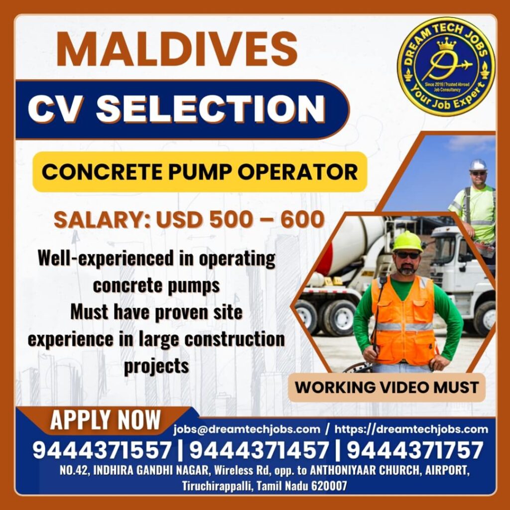 Maldives Concrete Pump Operator Jobs 2026 1 Maldives Concrete Pump Operator Jobs 2026
