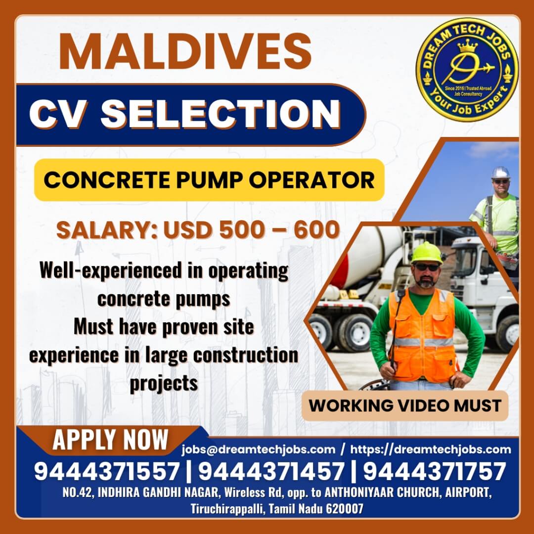 Maldives Concrete Pump Operator Jobs 2026