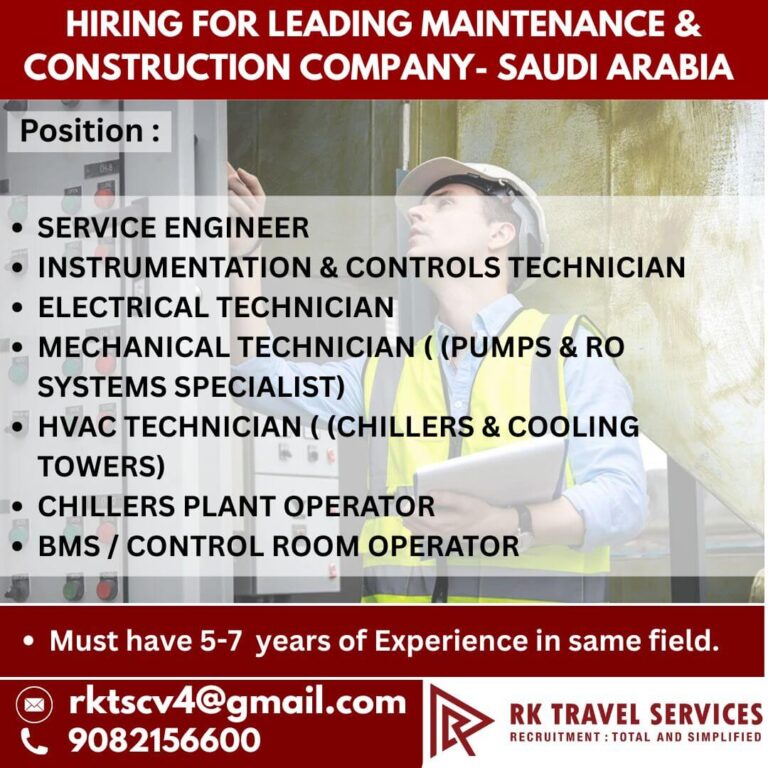 Saudi Arabia Maintenance & Construction Jobs 2026