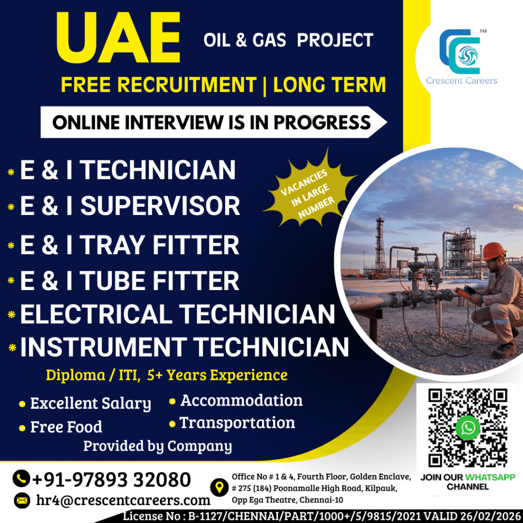 UAE Oil & Gas Project Jobs 2026 – Free Recruitment