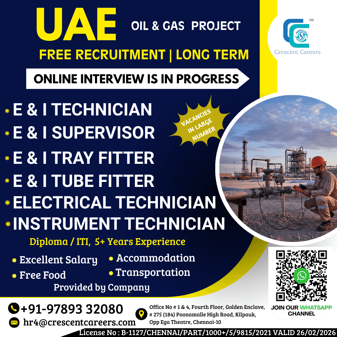 UAE Oil & Gas Project Jobs 2026 – Free Recruitment
