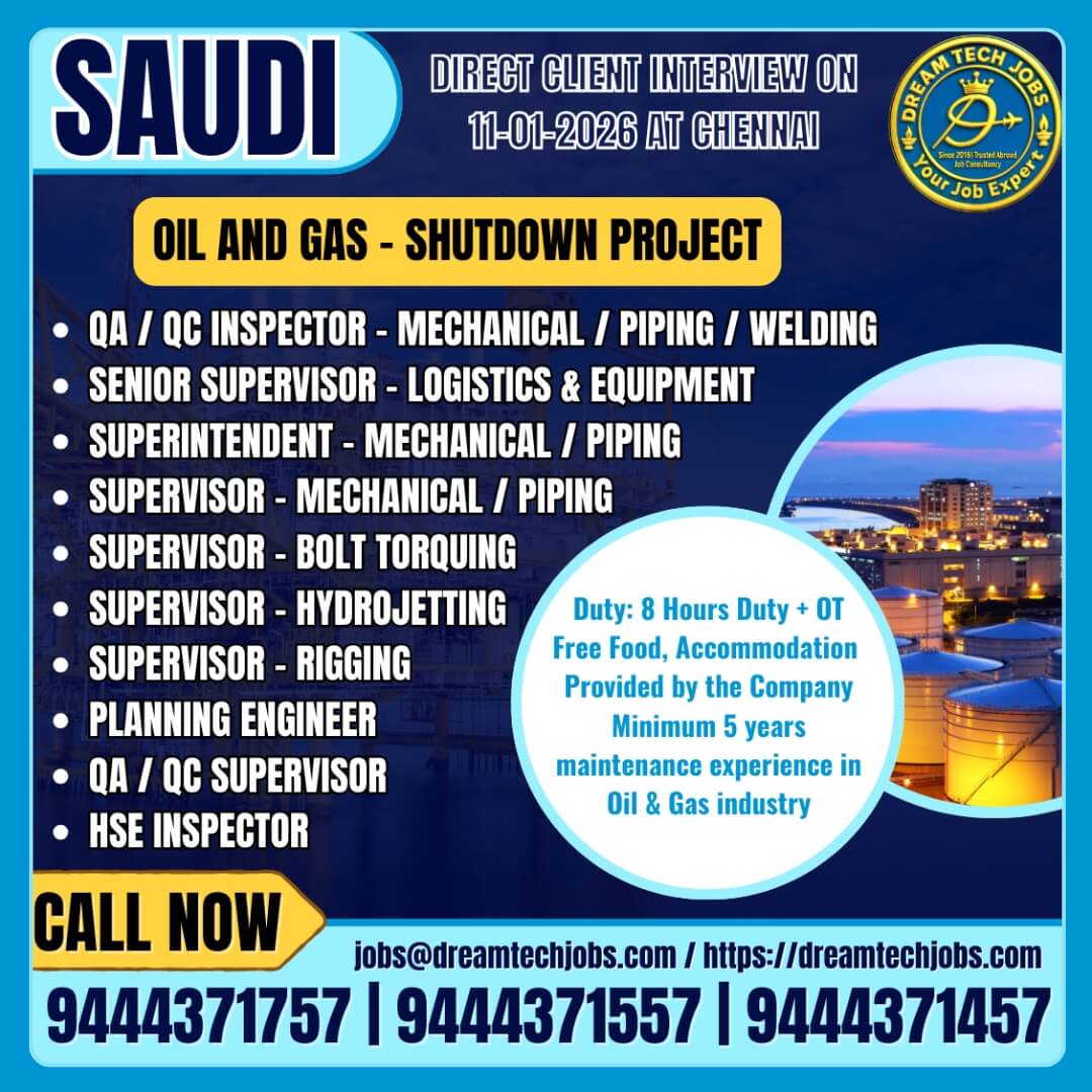 Saudi Oil and Gas Shutdown Project Jobs 2026