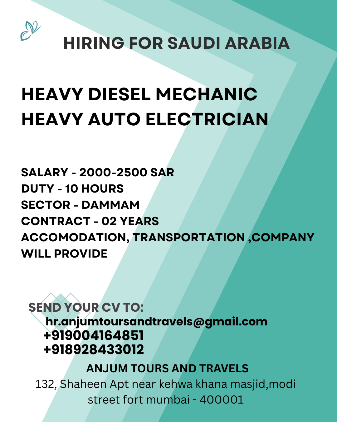 Heavy Diesel Mechanic & Heavy Auto Electrician Jobs in Saudi Arabia 2026