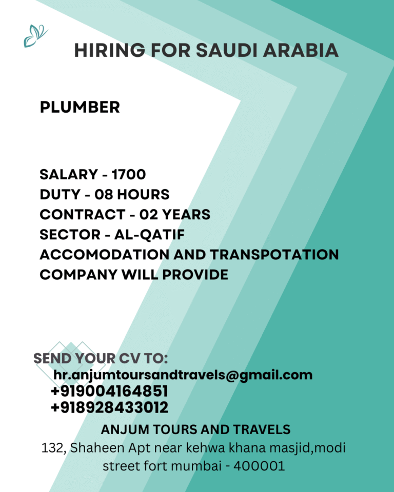 Saudi Arabia Plumber Jobs 2026