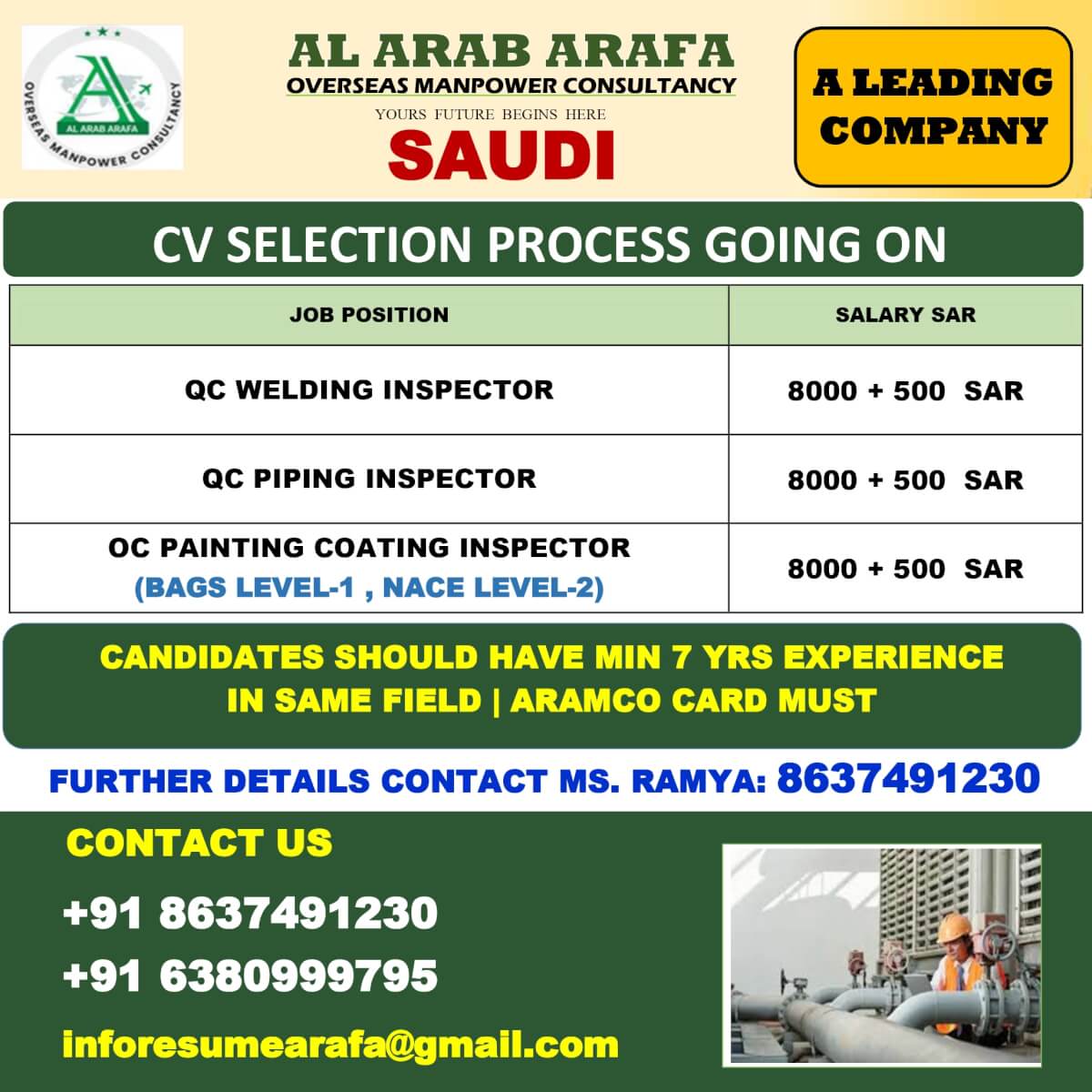 Saudi Aramco QC Inspector Jobs 2026