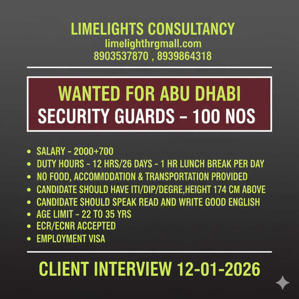 Abu Dhabi Security Guard Recruitment 2026
