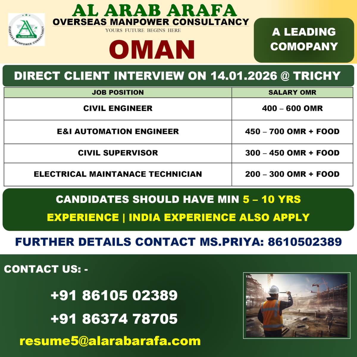 Oman Civil & Engineering Jobs 2026