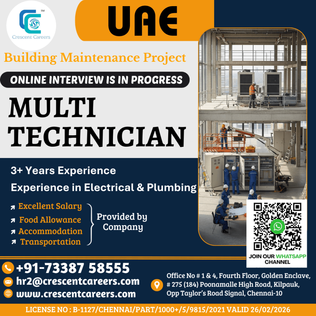 UAE Multi Technician Jobs 2026 – Latest Overseas Opportunity