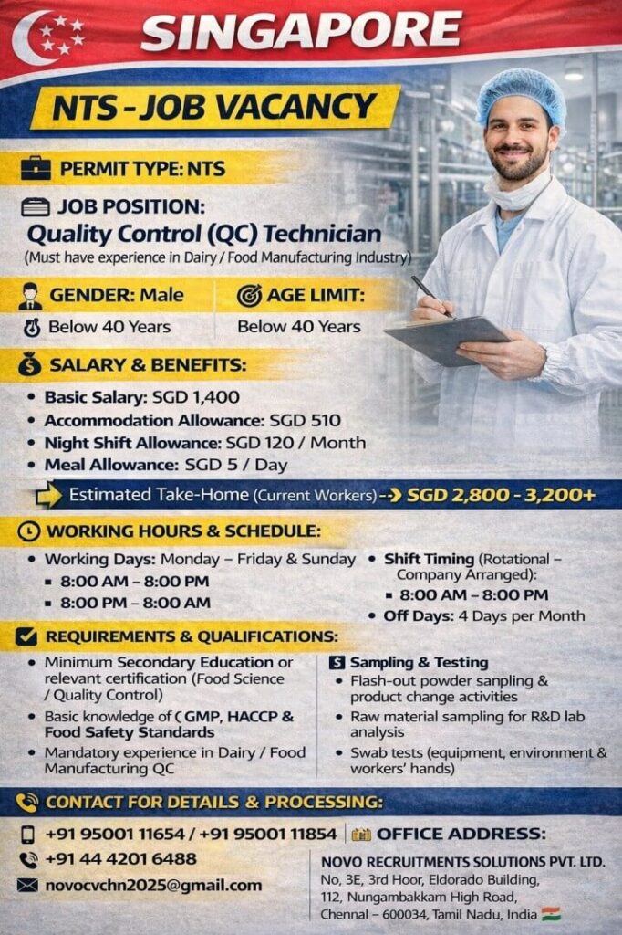 Singapore QC Technician Jobs 2026 