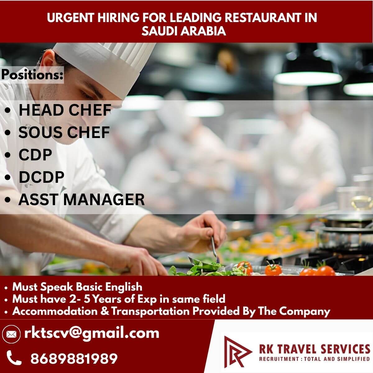 Saudi Arabia Restaurant Jobs 2026 – Urgent Hiring for Leading Restaurant