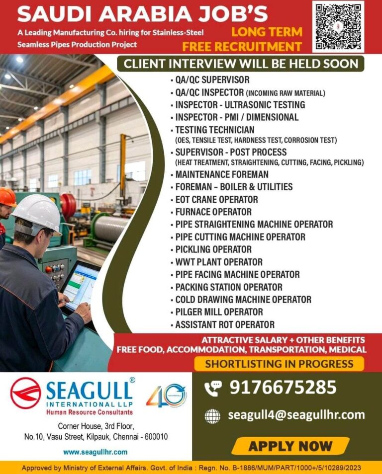 Saudi Arabia Manufacturing Jobs 2026 – Free Recruitment Opportunity