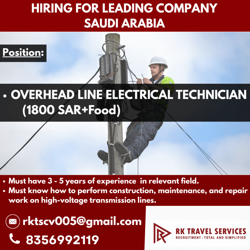 Overhead Line Electrical Technician Jobs in Saudi Arabia