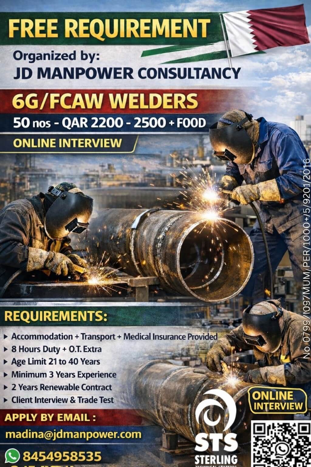 Qatar 6G FCAW Welder Jobs 2026 – Free Requirement