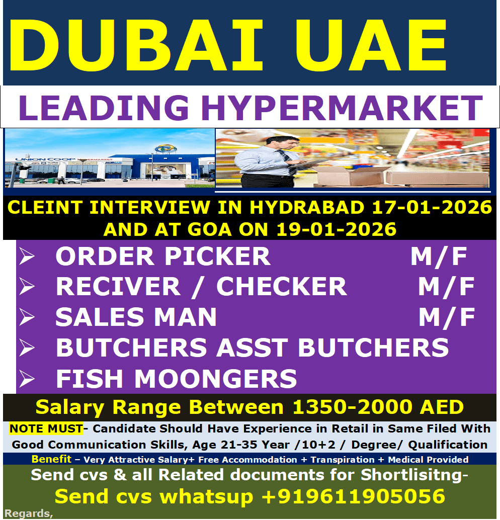 Dubai Hypermarket Jobs 2026: Walk-In Interview for Retail Staff