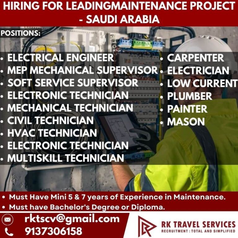 Saudi Arabia Maintenance Project Jobs 2026