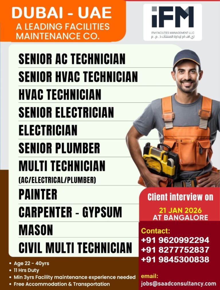 Dubai Facility Maintenance Jobs 2026