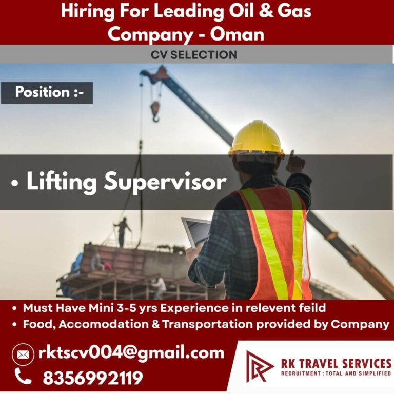 Oman Lifting Supervisor Jobs 2026 – Oil & Gas Company Hiring