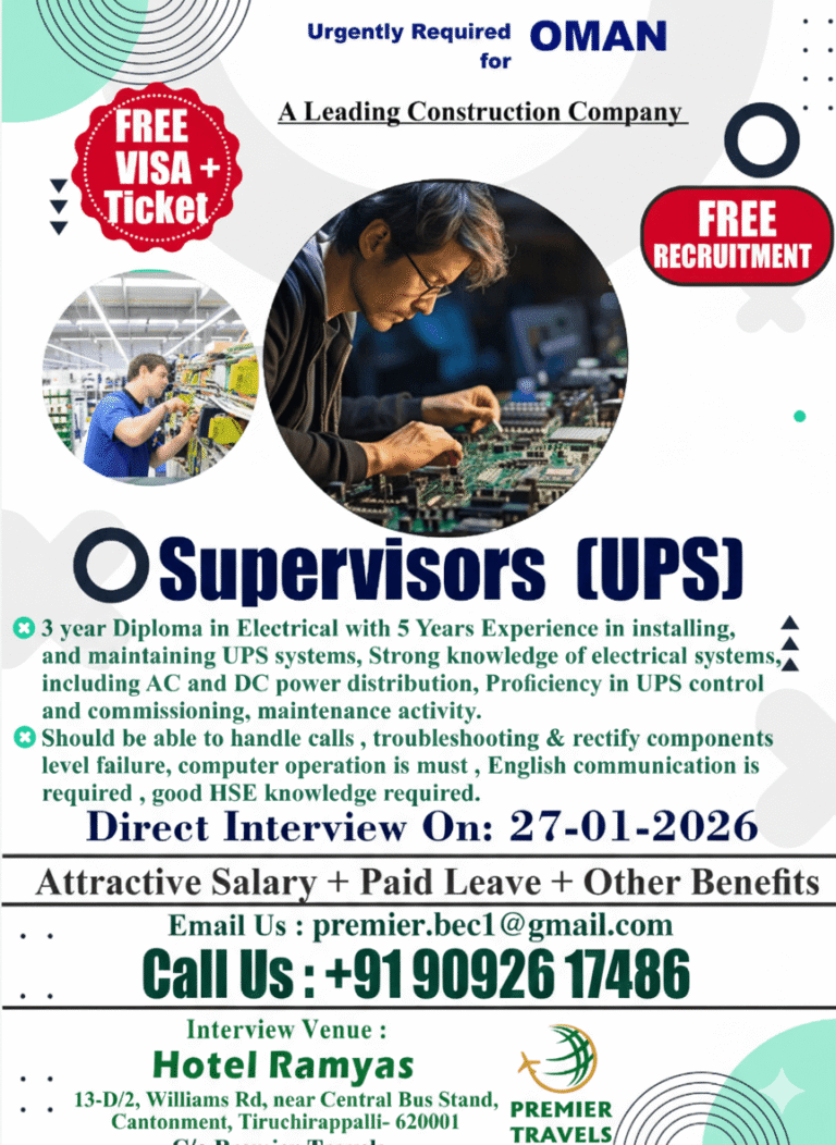UPS Supervisor Jobs in Oman – Urgent Requirement 2026