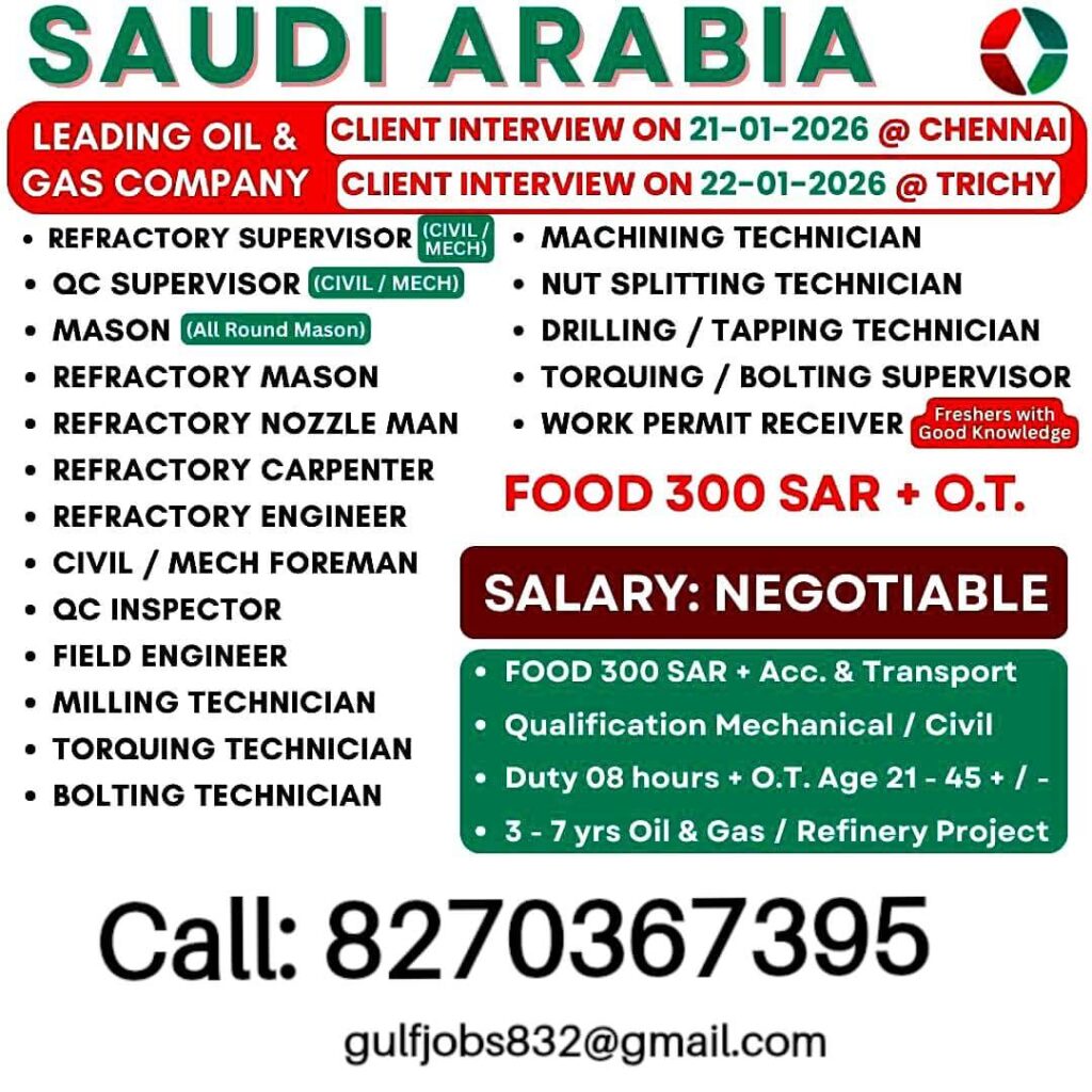 Saudi Arabia Oil & Gas Jobs 2026 – Latest Vacancy Details