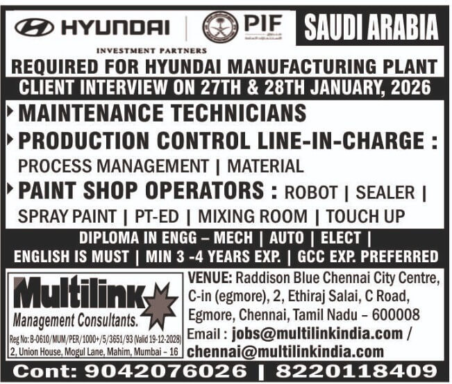 Saudi Arabia Hyundai Manufacturing Plant Jobs 2026