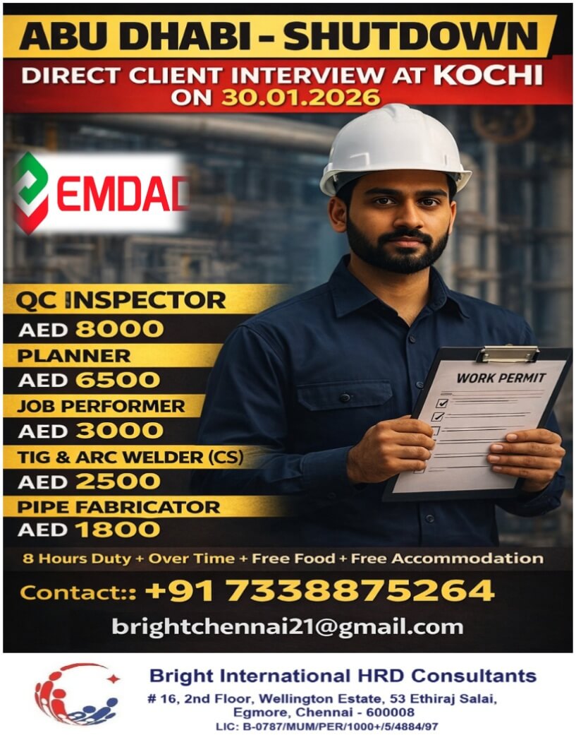 Abu Dhabi Shutdown Jobs 2026 – EMDAD Project Hiring Now